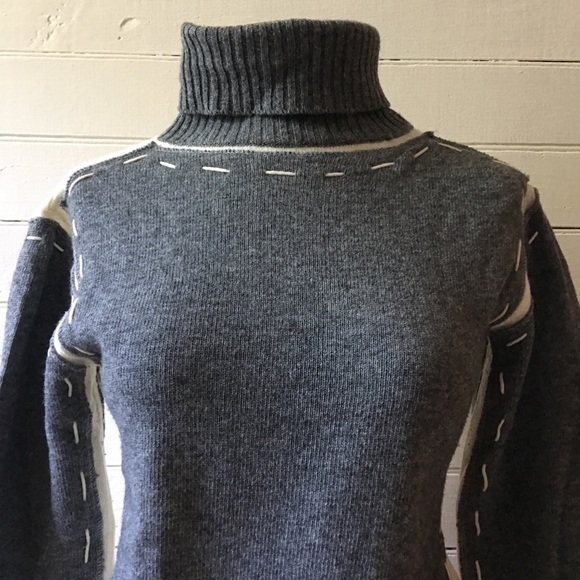 NWOT New Stella Forest Sashiko Stitched Lambswool Blend Turtleneck Sweater - Picture 3 of 8
